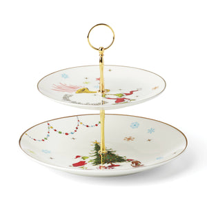Lenox Merry Grinchmas 2-Tiered Server Green, IVORY PORCELAIN 897085