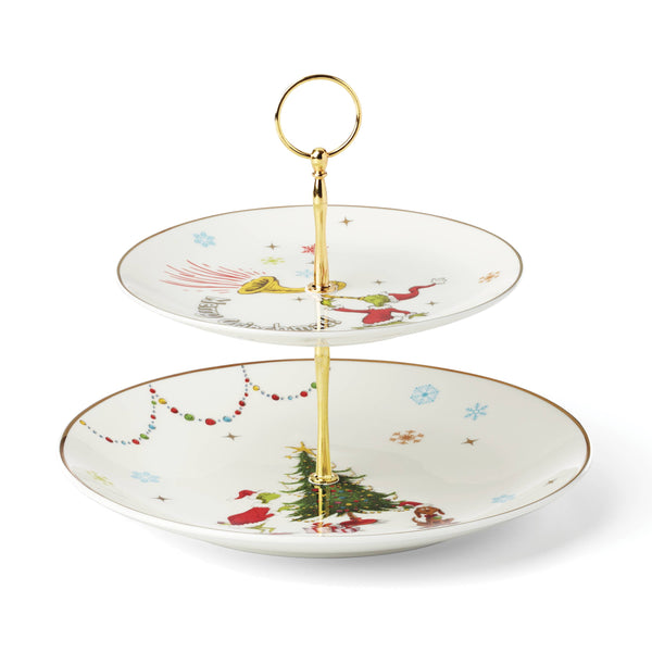 Lenox Merry Grinchmas 2-Tiered Server Green, IVORY PORCELAIN 897085