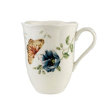 Butterfly Meadow Fritillary Mug: Vibrant Porcelain Cup with Scalloped Edges, 12 oz.