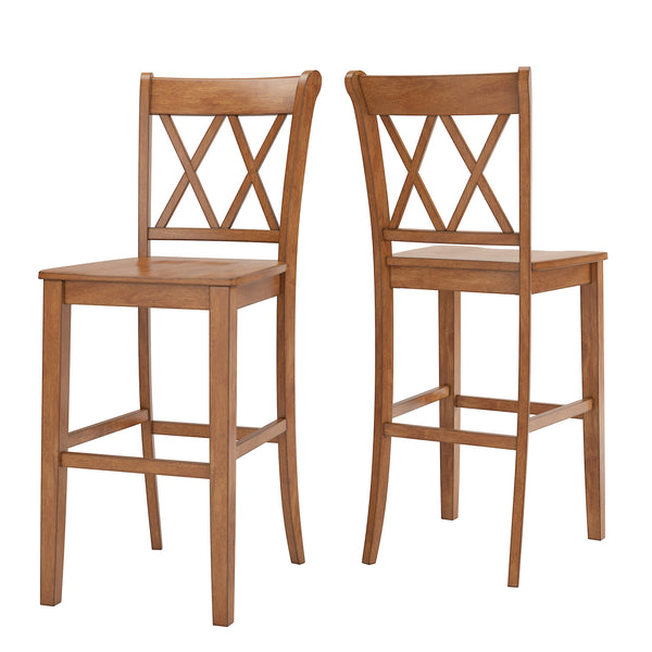 Homelegance By Top-Line Juliette X-Back Bar Height Chairs (Set of 2) Oak Rubberwood
