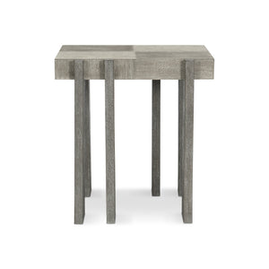 Bernhardt Bernhardt Foundations Side Table With Acacia Checkerboard Top, Asymmetrical Legs, Light & Dark Shale Finish 306121