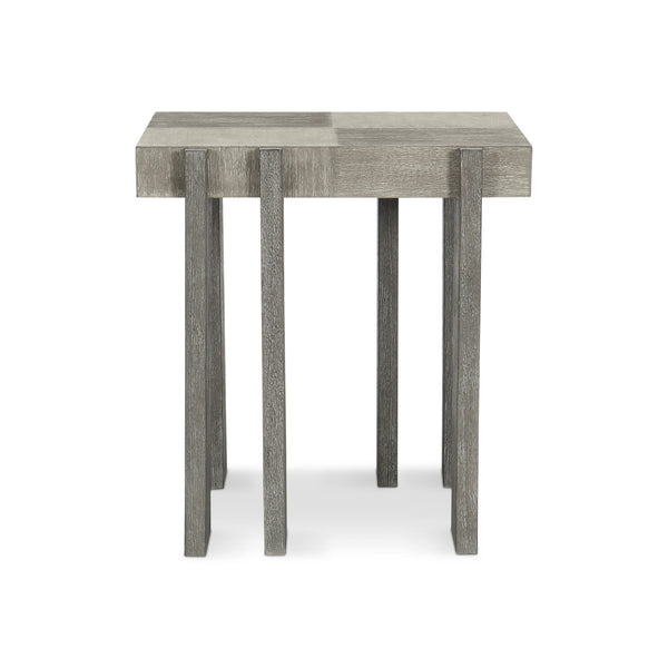 Bernhardt Bernhardt Foundations Side Table With Acacia Checkerboard Top, Asymmetrical Legs, Light & Dark Shale Finish 306121