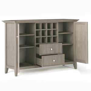 English Elm Bedford Sideboard Buffet & Wine Rack - Rustic Distressed Grey, Solid Wood, Multi-Functional Storage B136P158485