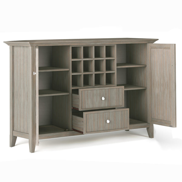 English Elm Bedford Sideboard Buffet & Wine Rack - Rustic Distressed Grey, Solid Wood, Multi-Functional Storage B136P158485