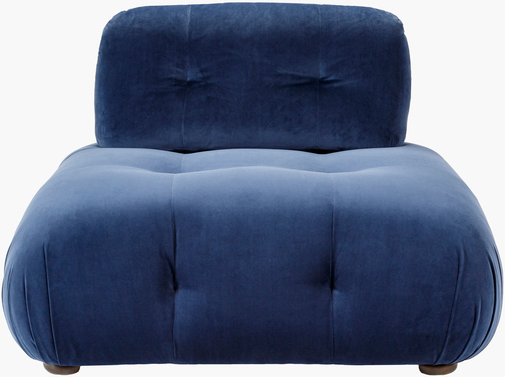 Surya Rouen Modern Velvet Modular Chair - 18"H X 44"W X 44"D, Durable Comfort For Stylish Living Spaces Upholstery, Navy,Base, Brown Polyester,Rubber Wood,Polyester,Polyfill,Foam Uen-001