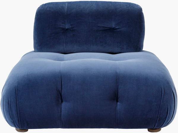 Surya Rouen Modern Velvet Modular Chair - 18"H X 44"W X 44"D, Durable Comfort For Stylish Living Spaces Upholstery, Navy,Base, Brown Polyester,Rubber Wood,Polyester,Polyfill,Foam Uen-001