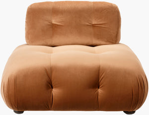 Surya Rouen Modern Velvet Modular Chair - 18"H X 44"W X 44"D, Durable Comfort For Stylish Living Spaces Upholstery, Medium Brown,Base, Brown Polyester,Rubber Wood,Polyester,Polyfill,Foam Uen-002