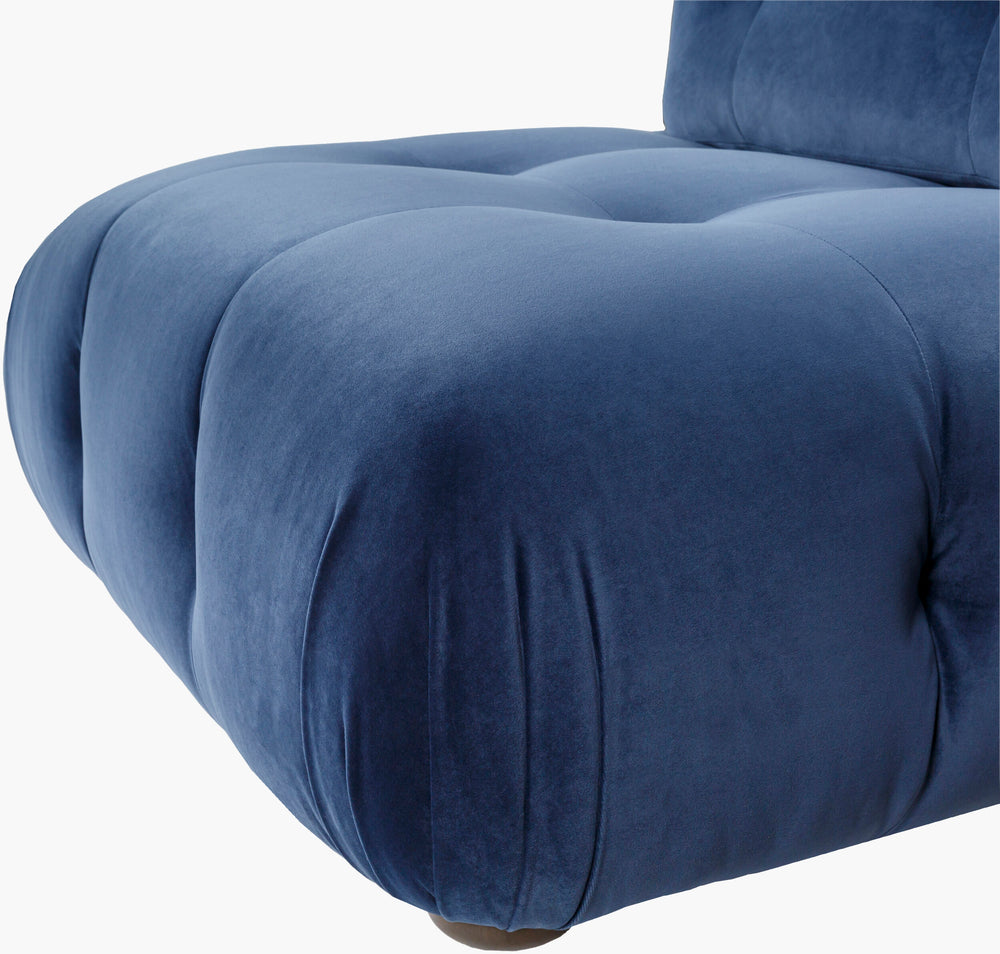 Surya Rouen Modern Velvet Modular Chair - 18"H X 44"W X 44"D, Durable Comfort For Stylish Living Spaces Upholstery, Navy,Base, Brown Polyester,Rubber Wood,Polyester,Polyfill,Foam Uen-001