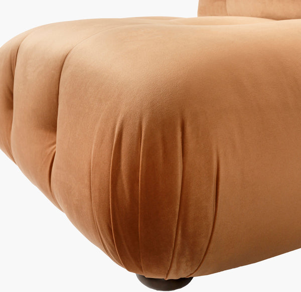 Surya Rouen Modern Velvet Modular Chair - 18"H X 44"W X 44"D, Durable Comfort For Stylish Living Spaces Upholstery, Medium Brown,Base, Brown Polyester,Rubber Wood,Polyester,Polyfill,Foam Uen-002