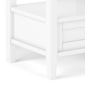 English Elm Warm Solid Wood 20-Inch Transitional End Table In Polished White With Storage Drawer & Tapered Legs B136P159708-GIGA