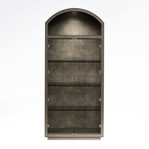 A.R.T. Furniture Cove Display Cabinet - Elegant Transitional Design With Glass Doors, Adjustable Shelves & Touch Lighting Grey Rubberwood Solids,Primavera Veneer,Glass,Cork 349240-2743