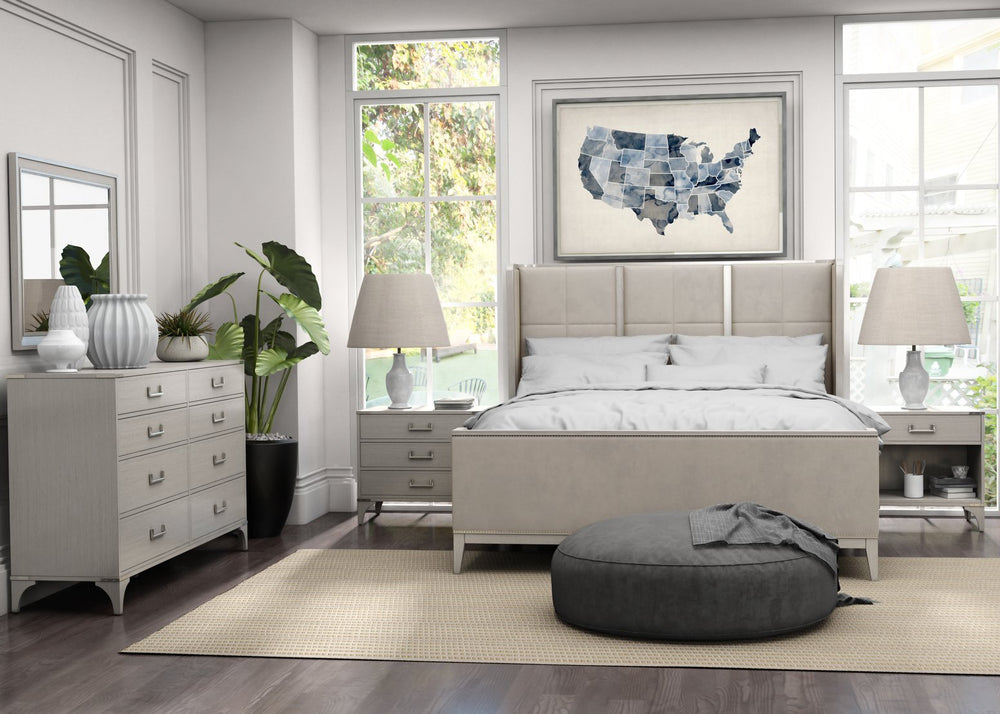 A.R.T. Furniture Passport Mirror - Contemporary Beveled Design With Blanche Finish & Stylish Cast Metal Brackets Light Brown Materials, Quartered Ash Veneers  And Ash Solids 301120-2349