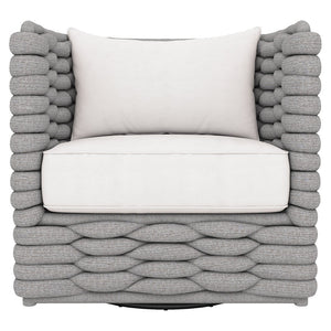 Bernhardt Bernhardt Wailea Nordic Gray Outdoor Swivel Chair With 360° Oyster Base, Soft-Knit Weatherproof Weave - Made to Order OP213SC