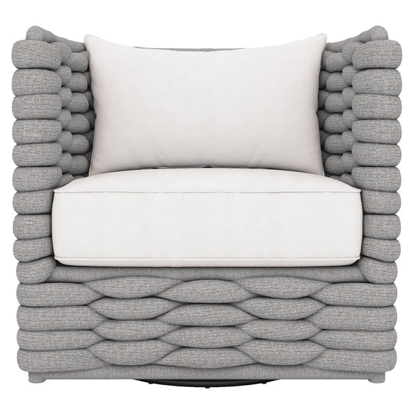Bernhardt Bernhardt Wailea Nordic Gray Outdoor Swivel Chair With 360° Oyster Base, Soft-Knit Weatherproof Weave - Made to Order OP213SC