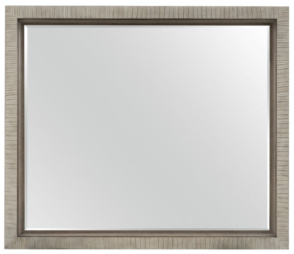 Hooker Furniture Elixir Modern Beveled Mirror With Sand-Blasted Walnut Veneer & Champagne Silver Accents, 36X42 5990-90004-MULTI