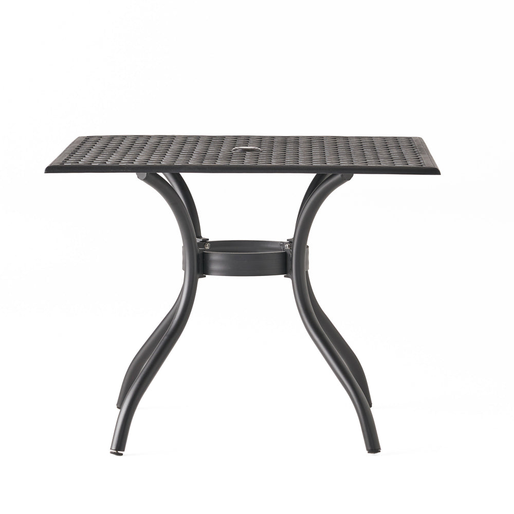 English Elm Christopher Knight Home® - CAYMAN Cast Aluminum 39.5" Square Patio Dining Table – Lightweight Black Sand Mesh Top, Easy Assemble 54586.00SAD
