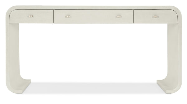 Hooker Furniture Serenity Sand Dollar Bayport Writing Desk With Raffia Accents, 3 Drawers, Keyboard Drop & Cable Management 6350-10460-03