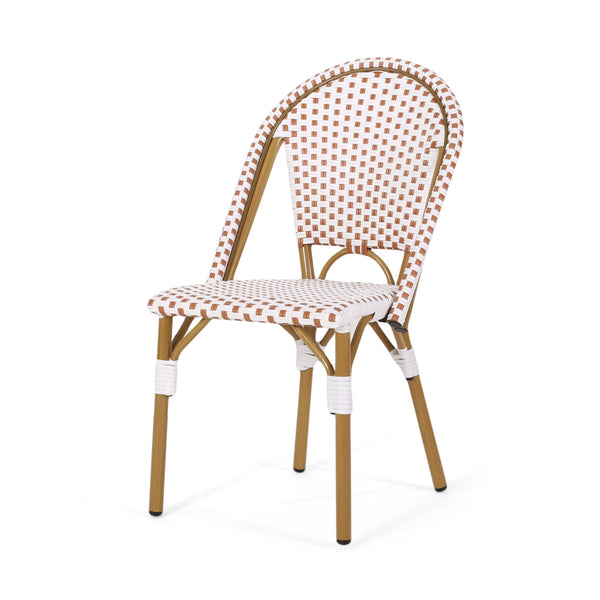 English Elm Outdoor Woven Rattan Bistro Chair Set of 2 with Aluminum Frame Bamboo Print Finish 69958.00RT
