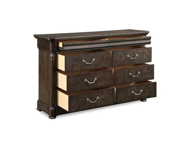 A.R.T. Furniture Landmark Double Dresser In Smoked Tenebre Finish - Elegant Hickory & Oak With Jewelry Drawers Brown, Brown Material, Hickory And Oak Veneers 256130-2316