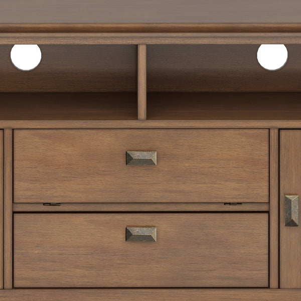 English Elm Artisan 72" Rustic Tv Media Stand - Handcrafted Solid Wood With Elegant Storage & Cable Management B136P158426