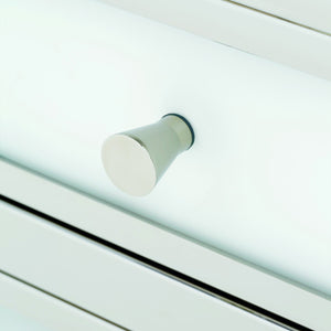 Bernhardt Bernhardt Blanca Nightstand With Polished Stainless Frame, Snow Glass Insets, 3 Drawers, 26" Width 372214