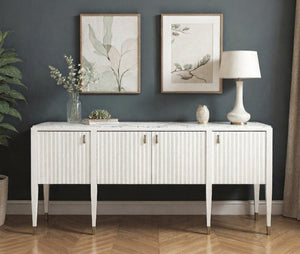 A.R.T. Furniture Eave Sideboard with Luxurious Stone Top for Contemporary Living Spaces and Elegant Storage Solutions White 436251-1866