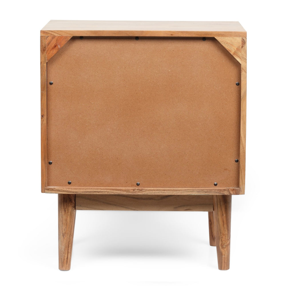 English Elm Christopher Knight Home® - BEDSIDE 1 DOOR Boho Mango & Acacia Wood Nightstand with Carved Texture, Tapered Legs, 20"W x24"H 68733.00