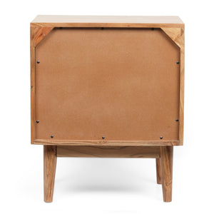 English Elm Christopher Knight Home® - BEDSIDE 1 DOOR Boho Mango & Acacia Wood Nightstand with Carved Texture, Tapered Legs, 20"W x24"H 68733.00