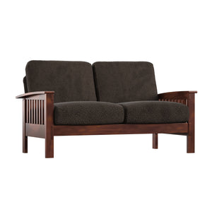 Homelegance By Top-Line Parcell Mission-Style Wood Loveseat Brown Rubberwood