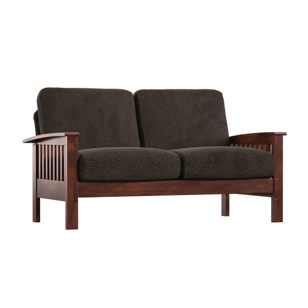 Homelegance By Top-Line Parcell Mission-Style Wood Loveseat Brown Rubberwood