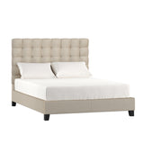 Homelegance By Top-Line Matson Button Tufted Linen Upholstered Bed Beige Linen