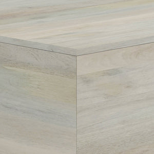 English Elm Abba Solid Mango Wood Square Coffee Table in White Wash with Brass Accent Trim, 28" x 28" x 18.5" B136P159923