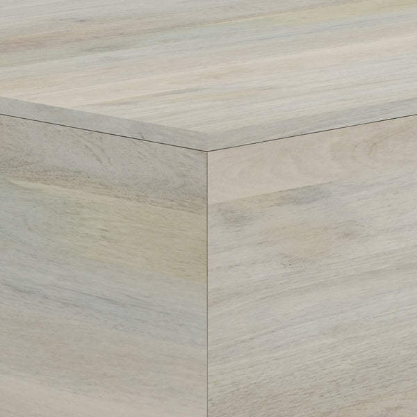 English Elm Abba Solid Mango Wood Square Coffee Table in White Wash with Brass Accent Trim, 28" x 28" x 18.5" B136P159923