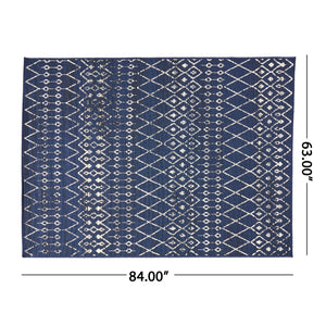 English Elm Christopher Knight Home® - 5'3"x7' Rug Navy & Ivory Polypropylene Area Rug 63x84in Low Pile 0.16" Durable Easy-Care Mat 72360.00