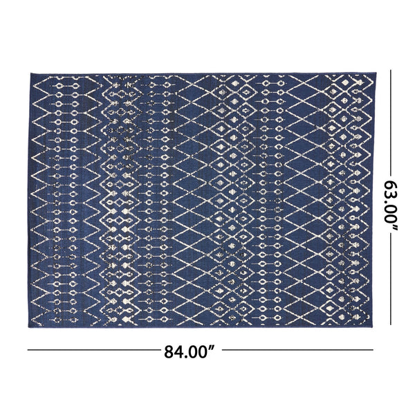English Elm Christopher Knight Home® - 5'3"x7' Rug Navy & Ivory Polypropylene Area Rug 63x84in Low Pile 0.16" Durable Easy-Care Mat 72360.00