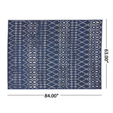 Christopher Knight Home® - Noble House - Dorvall 5'3" X 7' Indoor/Outdoor Area Rug, Navy Blue and Ivory