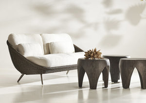 Bernhardt Bernhardt Neptune Outdoor Accent Table — Moroccan Drum Silhouette, Dark Ash Concrete Look, Weather-Ready Centerpiece (21" X 18") X07012