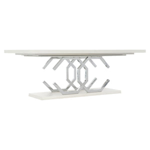 Bernhardt Bernhardt Silhouette Rectangular Dining Table — Eggshelled Hollywood Regency With Stainless Inlay & 20" Leaf Expansion K1581