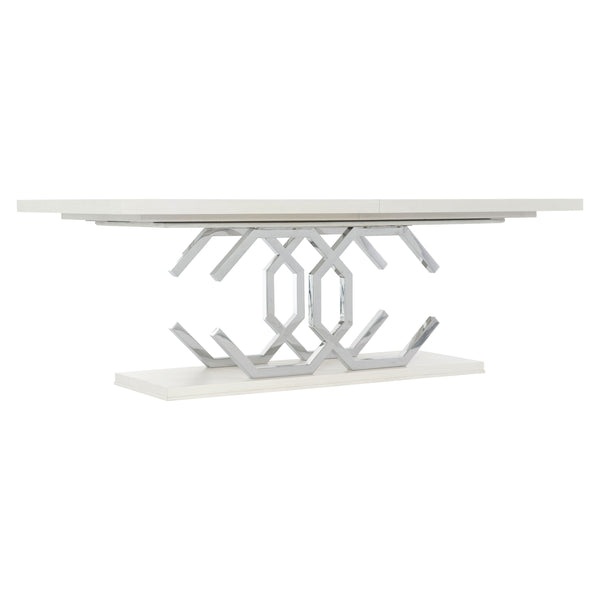Bernhardt Bernhardt Silhouette Rectangular Dining Table — Eggshelled Hollywood Regency With Stainless Inlay & 20" Leaf Expansion K1581
