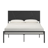 Homelegance By Top-Line Noelle Metal Platform Bed with Geometric Headboard Black Metal