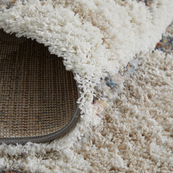 Feizy Rugs Mynka High-pile Geometric Area Rug - Pet-friendly, Stain Resistant, Stylish For High Traffic Spaces Tan,Ivory,Blue Polyester Myn39iffgrymltp00