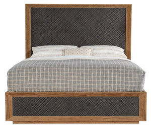 Hooker Furniture Big Hickory Queen Panel Bed With Rustic Crosshatch Texture, Charcoal Furrowed Bark Finish, Durable Craftsmanship 87.75 L x 63.75W x 70.25H 6700-90250-80
