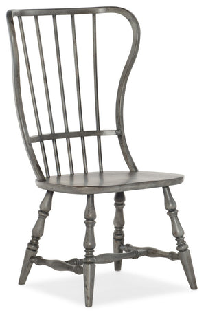 Hooker Furniture Ciao Spindle Back Side Chair In Hand-Distressed Speckled Gray — European Farmhouse Comfort, Solid Wood 5805-75311-96