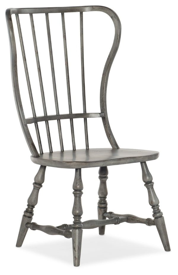 Hooker Furniture Ciao Spindle Back Side Chair In Hand-Distressed Speckled Gray — European Farmhouse Comfort, Solid Wood 5805-75311-96