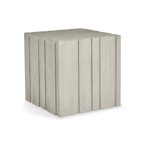 Bernhardt Bernhardt Tempo Side Table In Wirebrushed Larza Oak — Rustic Modern Vertical Panel Accent Table 346122