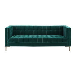 English Elm Steve Silver - Isaac - Channel Stitch Velvet Sofa - Green