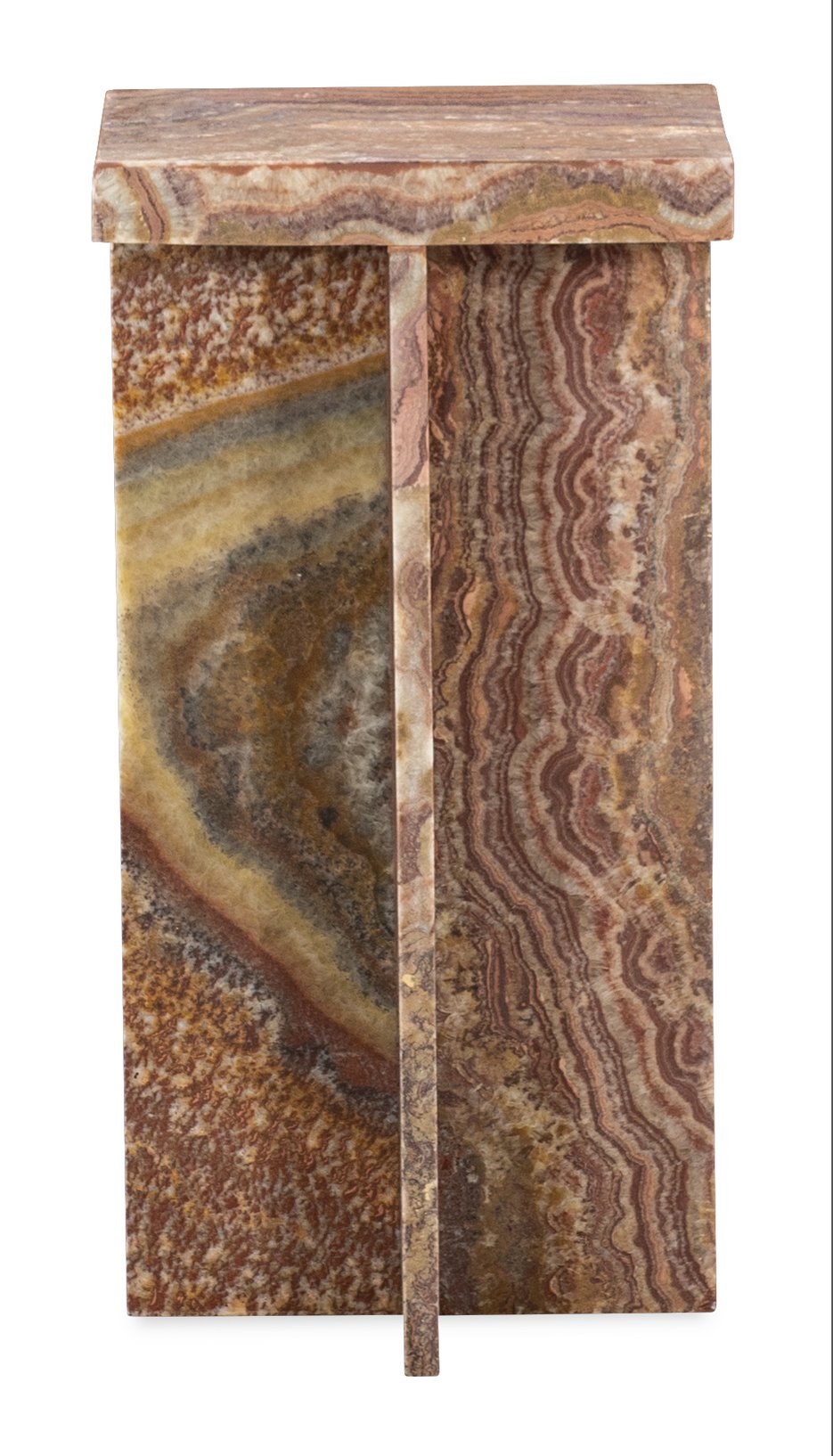 Hooker Furniture Melange Denys Red Travertine Stone Sculptural X-base Square Accent Drink Table 628-80613-01