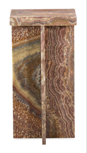 Hooker Furniture Melange Denys Red Travertine Stone Sculptural X-base Square Accent Drink Table 628-80613-01