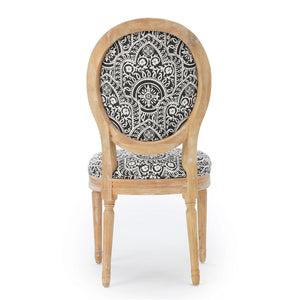English Elm Kd French Country Rubberwood Dining Chairs Fluted Legs Padded Seat Set of 2 Black White 60352.00BWHI