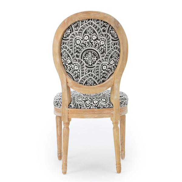 English Elm Kd French Country Rubberwood Dining Chairs Fluted Legs Padded Seat Set of 2 Black White 60352.00BWHI